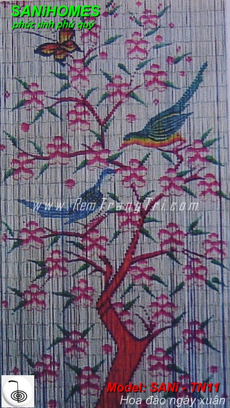 manh ong nhua ve tranh hoa dao ngay xuan
