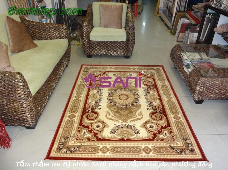 Thảm len tự nhiên hoa văn SANI khong gian tham len tu nhien raja sani 07