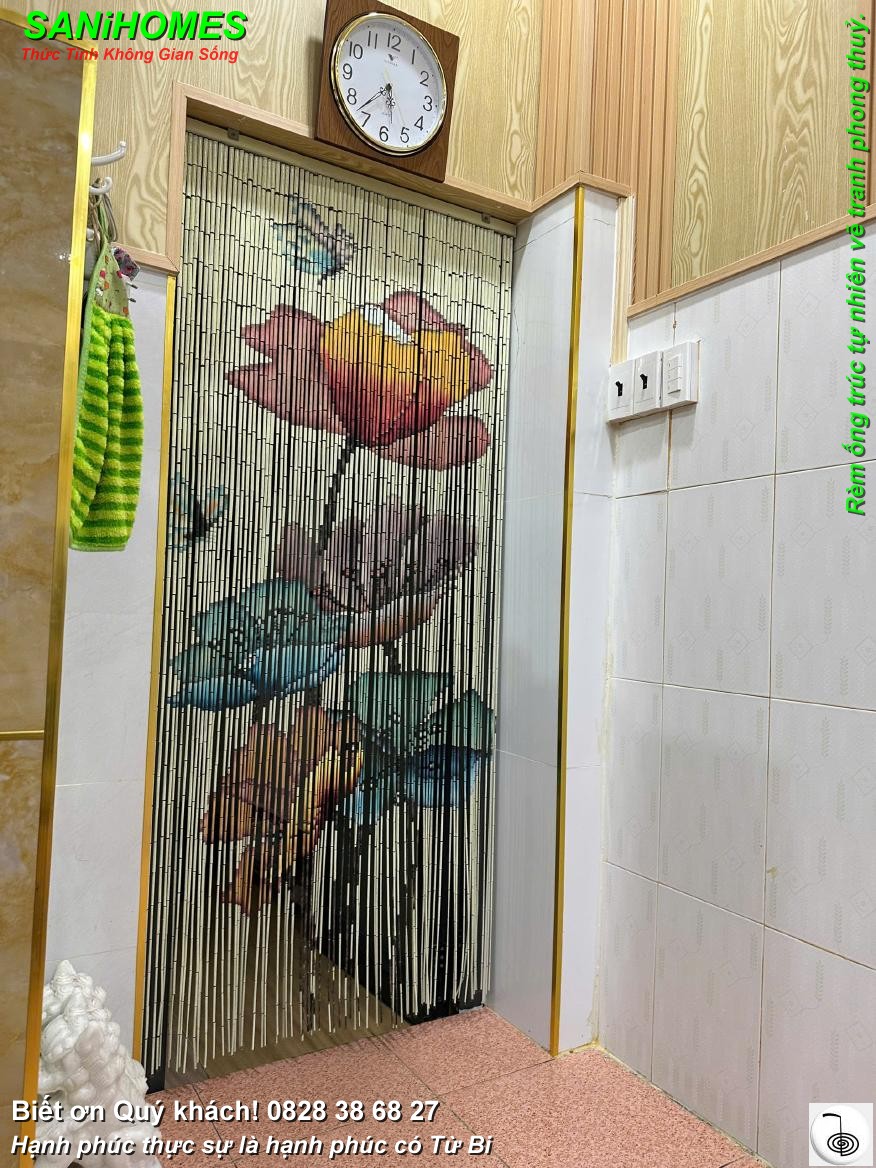 RÈM ỐNG TRÚC TỰ NHIÊN VẼ TRANH NGHỆ THUẬT PHONG THỦY