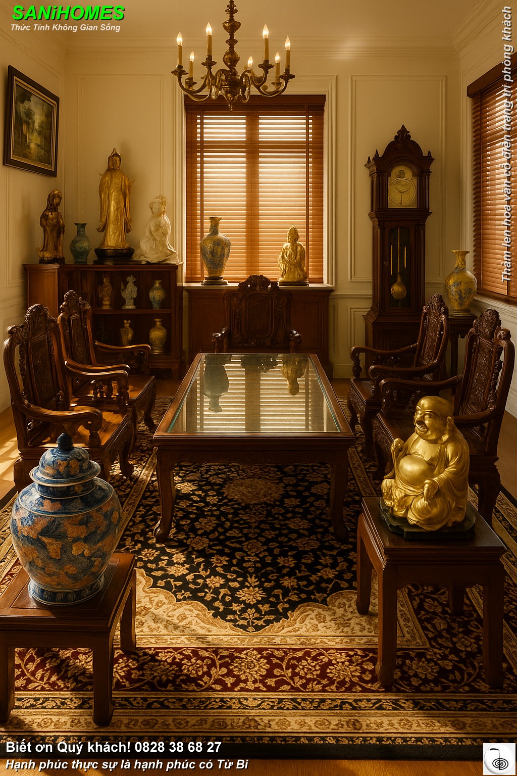 KHÔNG GIAN PHÒNG KHÁCH SANG TRỌNG VÀ PHONG THUỶ THU HÚT TÀI LỘC