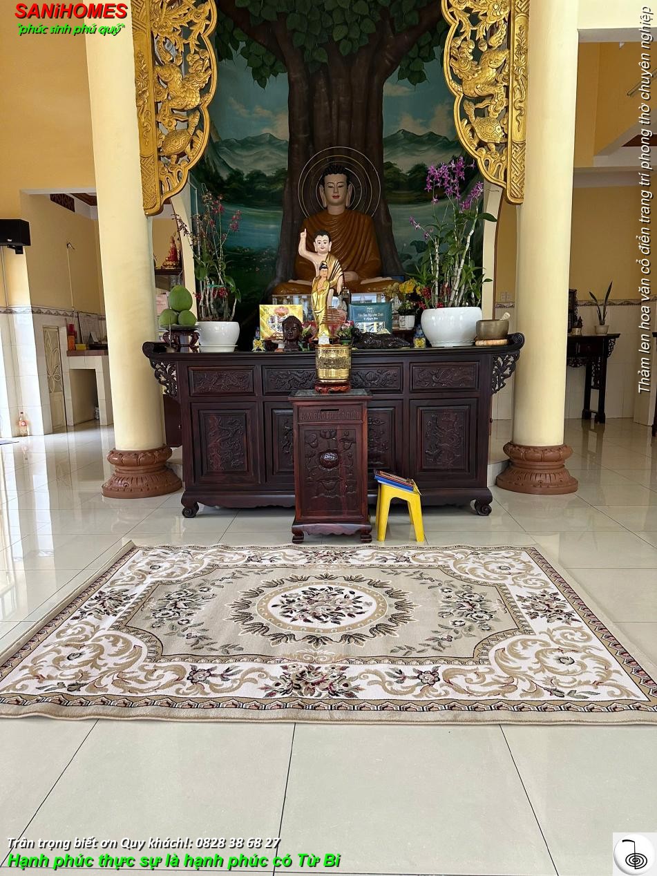 tham trai trang tri chan dien truoc ban tho duc phat 07